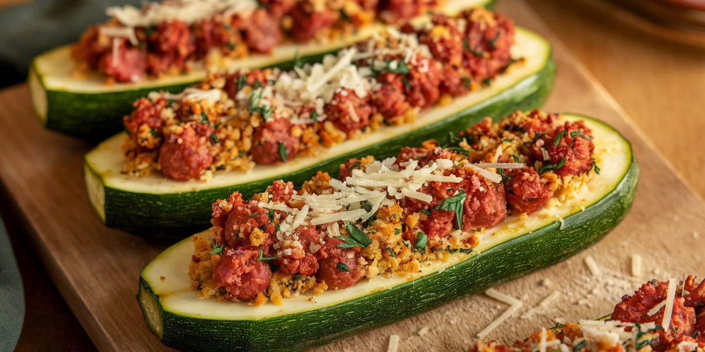 Chorizo-Stuffed Zucchini