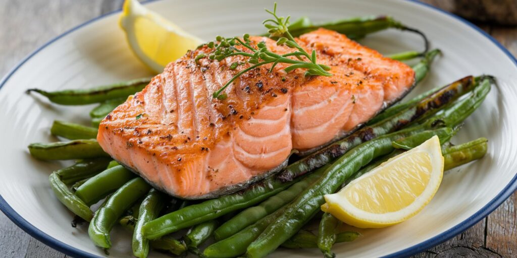 Seared Salmon With Charred Green Beans